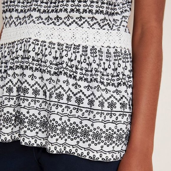 Anthropologie Cammie Embroidered Peplum Top - Picture 3 of 4